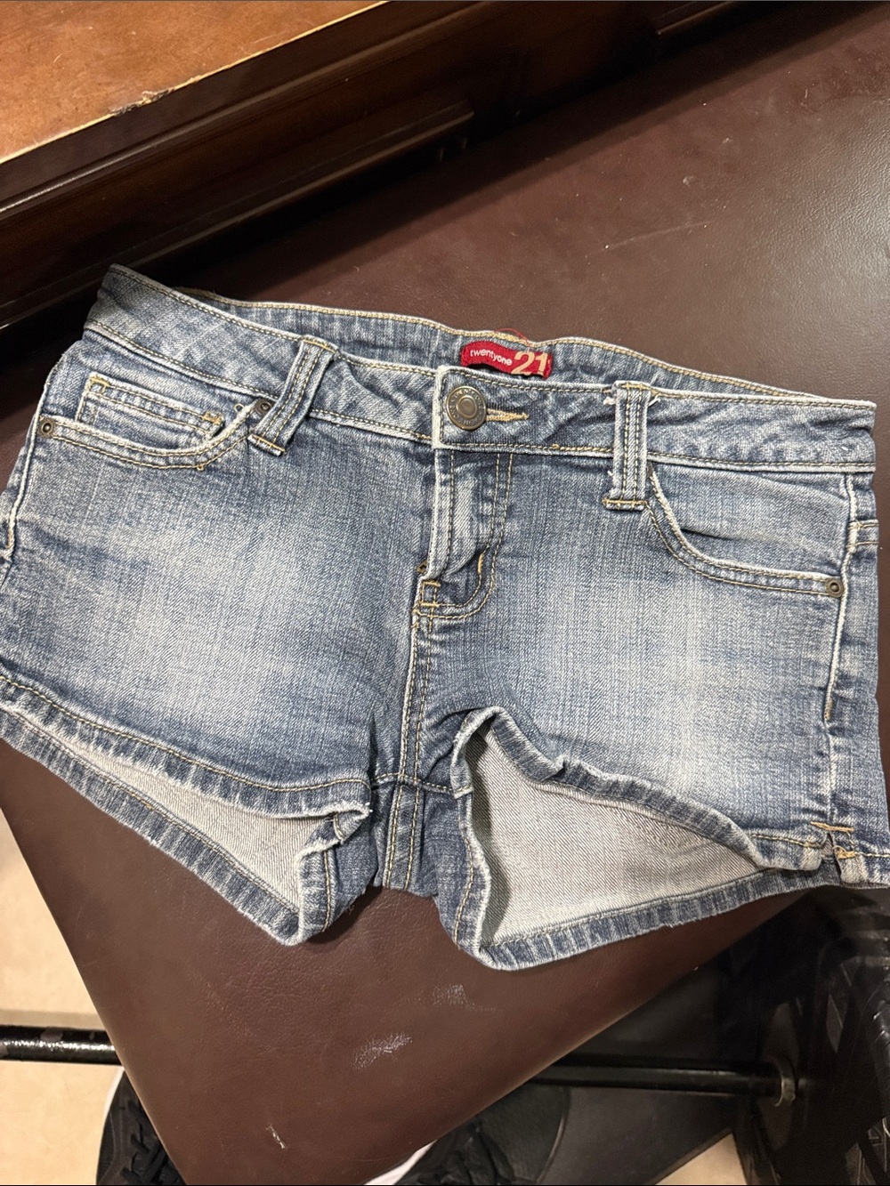 Forever 21 Light Wash Distressed Denim Cutoff Shorts